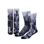 black and grey urban cityscape printed sublimation socks manufacturers in Europe