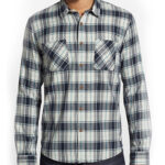 Blue and White Check Flannel Shirt