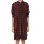 Maroon and Black Check Flannel Shirt Dress