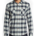 White and Blue Check Flannel Shirt