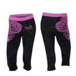 sublimated black purple floral capri