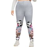 plus size cartoon printed leggings in bulk