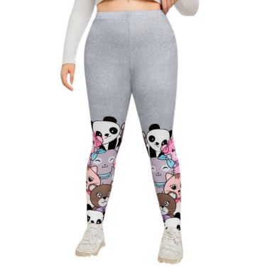plus size cartoon printed leggings in bulk