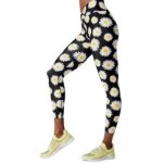 bulk white flower print black leggings