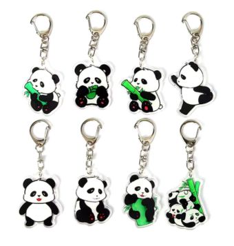 wholesale panda bamboo printed key ring