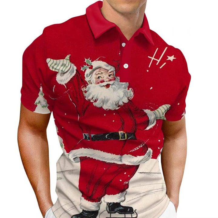 wholesale sublimation printed Christmas polo shirt
