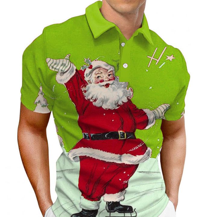 sublimation printed Christmas polo shirt in bulk